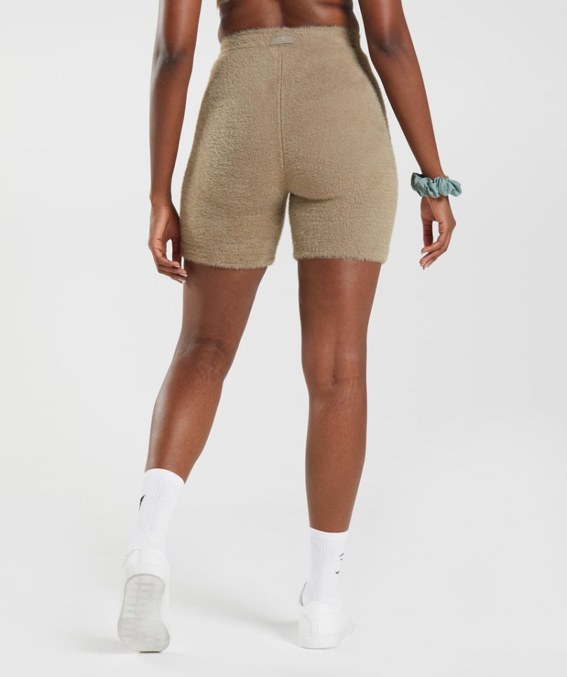 Gymshark Whitney Eyelash Knit Shorts Dam Khaki | SE-54396U