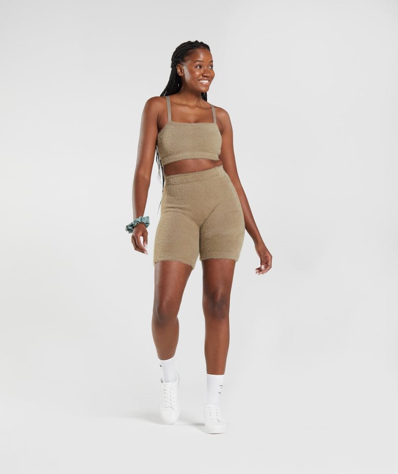 Gymshark Whitney Eyelash Knit Shorts Dam Khaki | SE-54396U