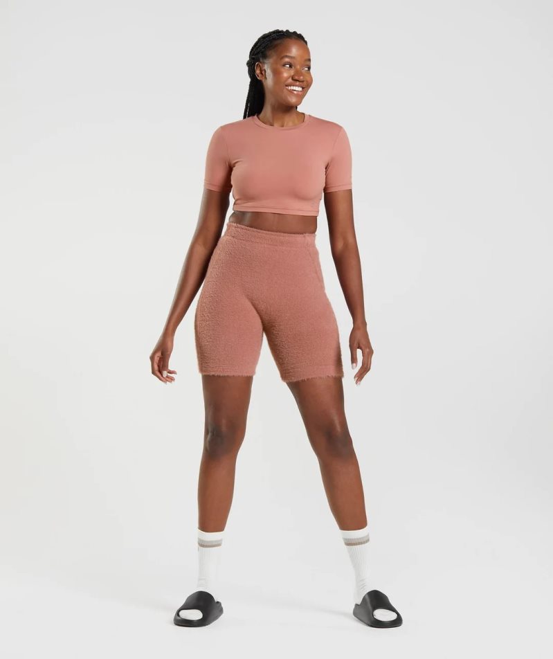 Gymshark Whitney Korta Sleeve Beskurna Toppar Dam Rosa | SE-35604E