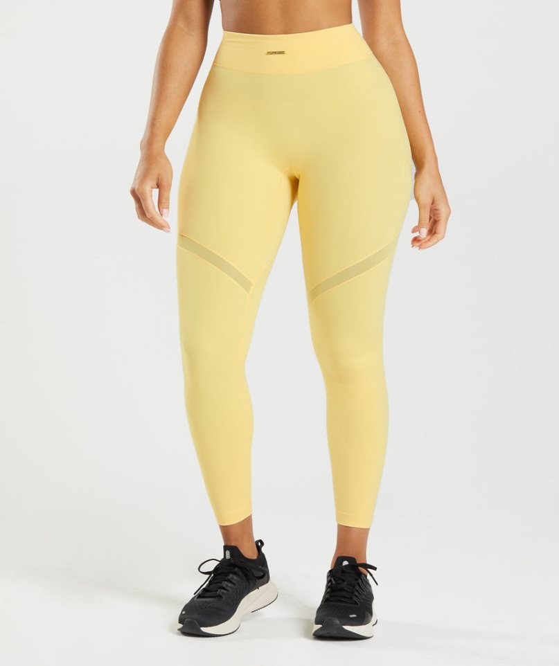 Gymshark Whitney Mesh Leggings Dam Gula | SE-57642Z