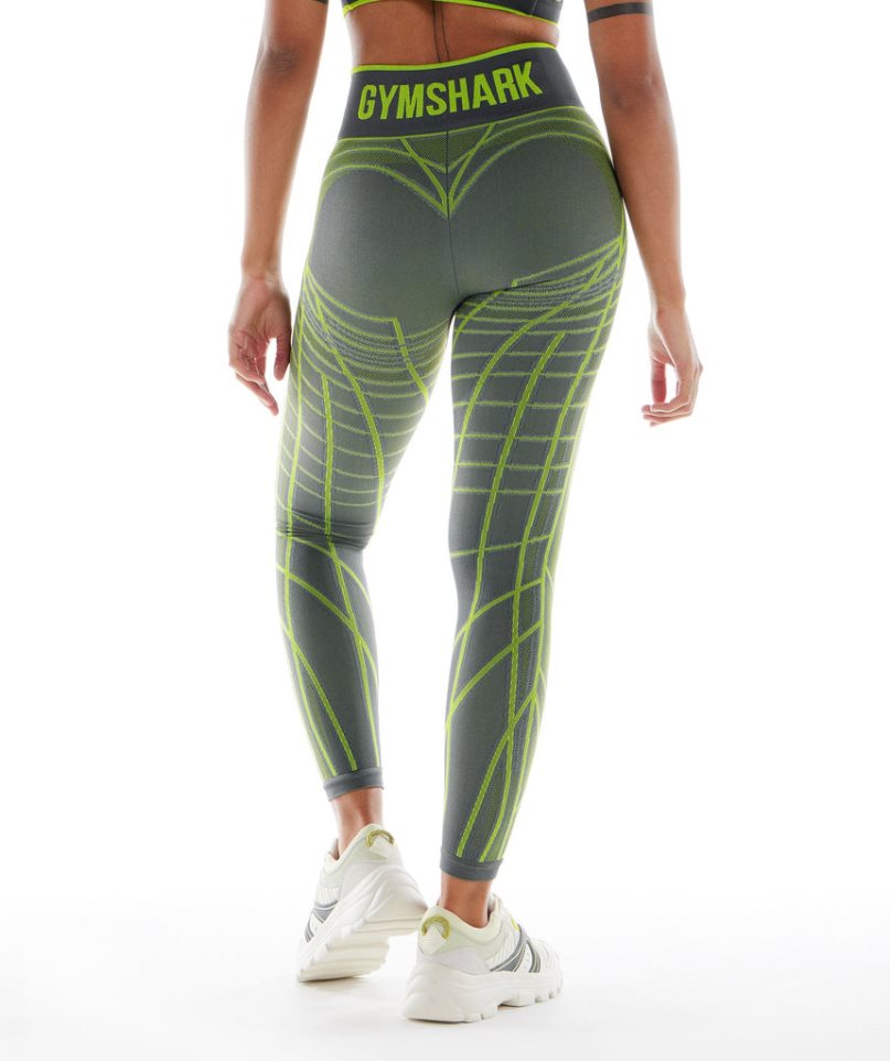 Gymshark Wtflex Linear Seamless Leggings Dam Gröna | SE-04791Q