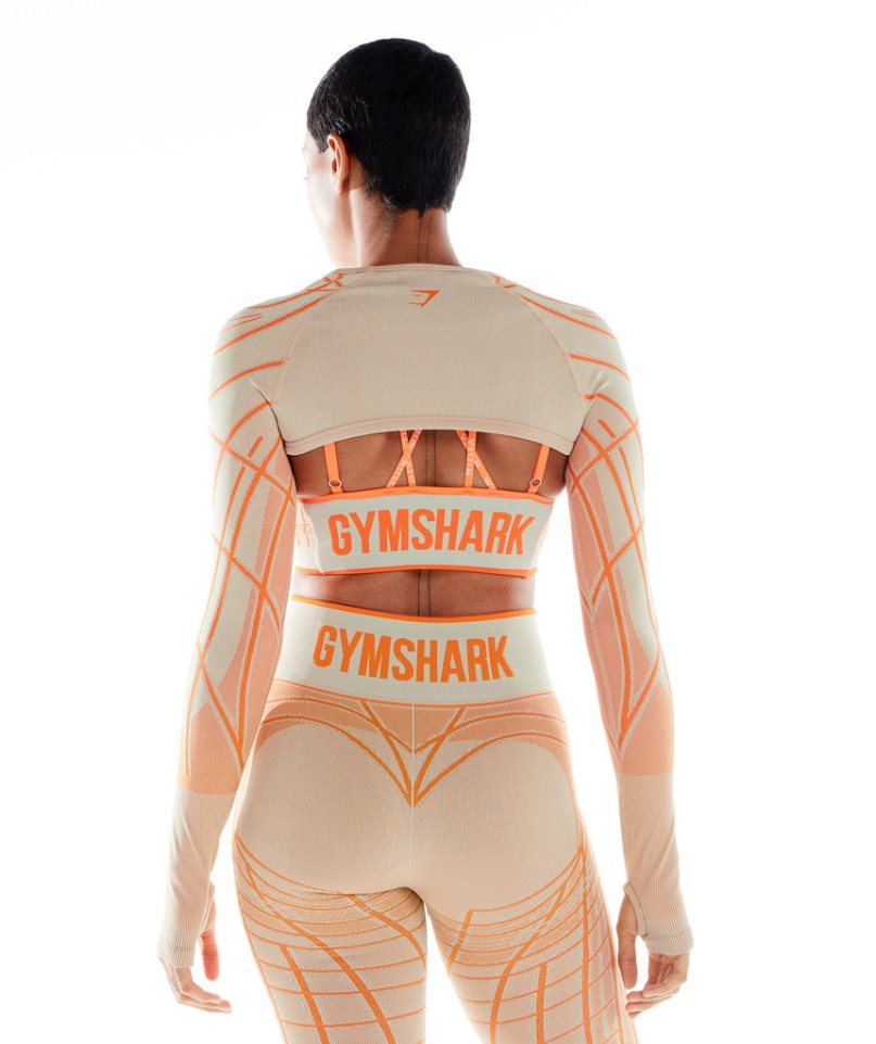 Gymshark Wtflex Linear Seamless Long Sleeve Shrug Tröjor Dam Orange | SE-95721W