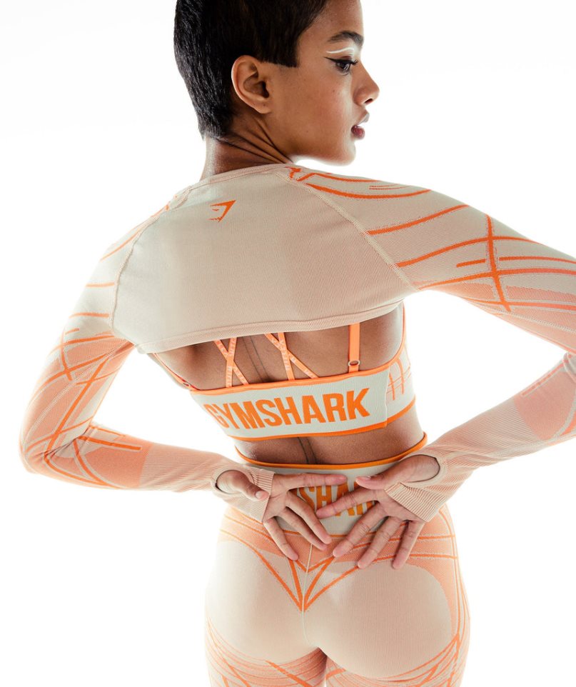 Gymshark Wtflex Linear Seamless Long Sleeve Shrug Tröjor Dam Orange | SE-95721W