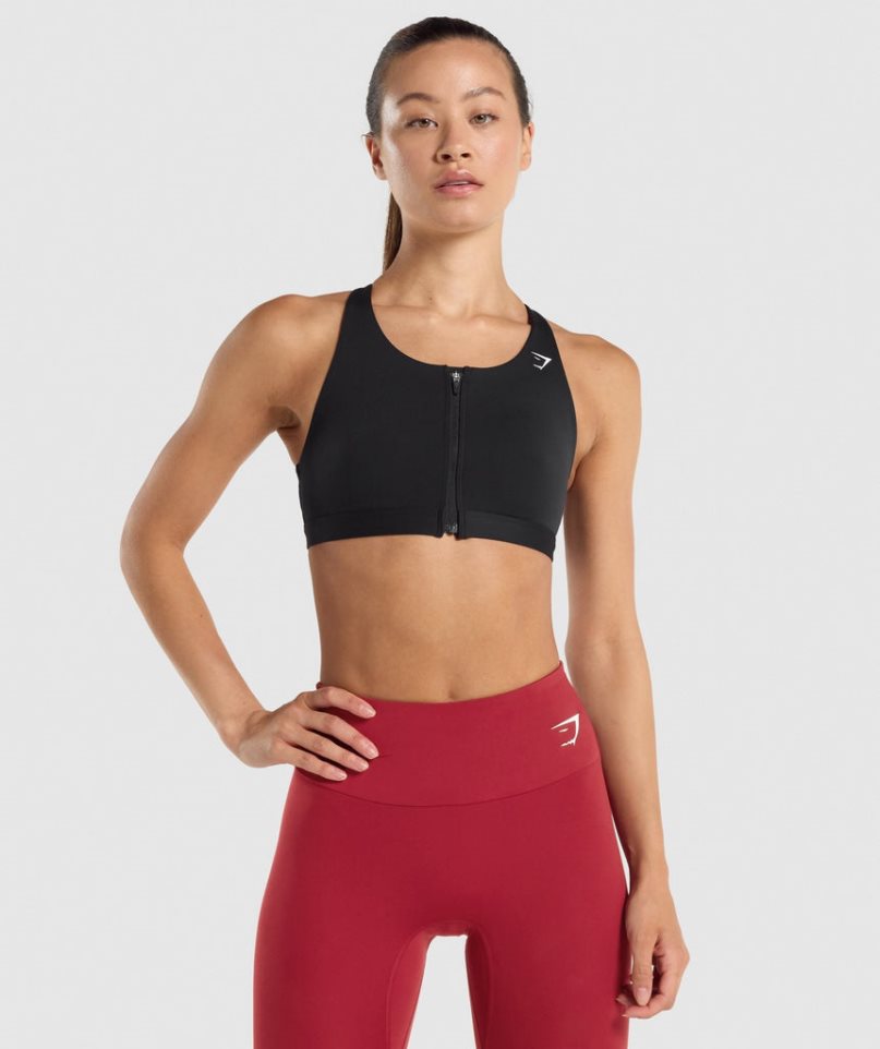 Gymshark Zip Up Sport Bh Dam Svarta | SE-59710X